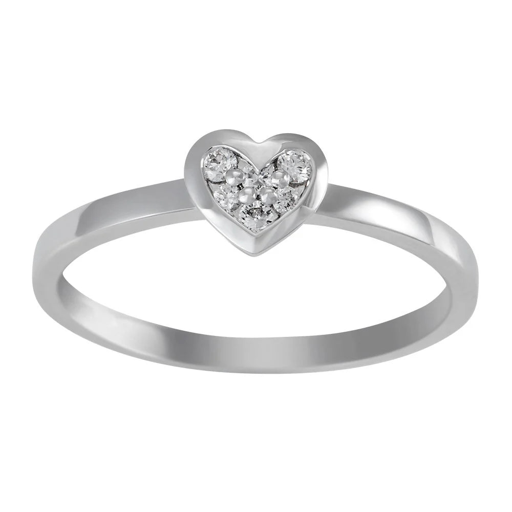 14 kt. hvg. ring, hjerte 0,081 ct W/SI - Urma.dk