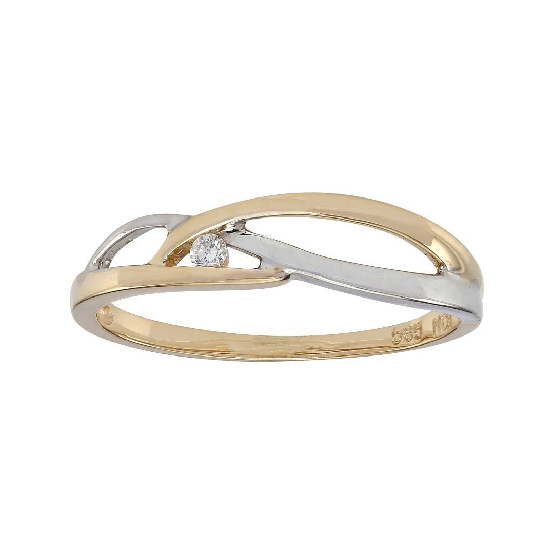 14 kt. ring, bicolor m. 0,026carat TW/SI - Urma.dk