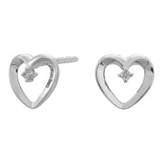 HEART 14kt. guldørestikker m/dia. 0.06ct W/SI