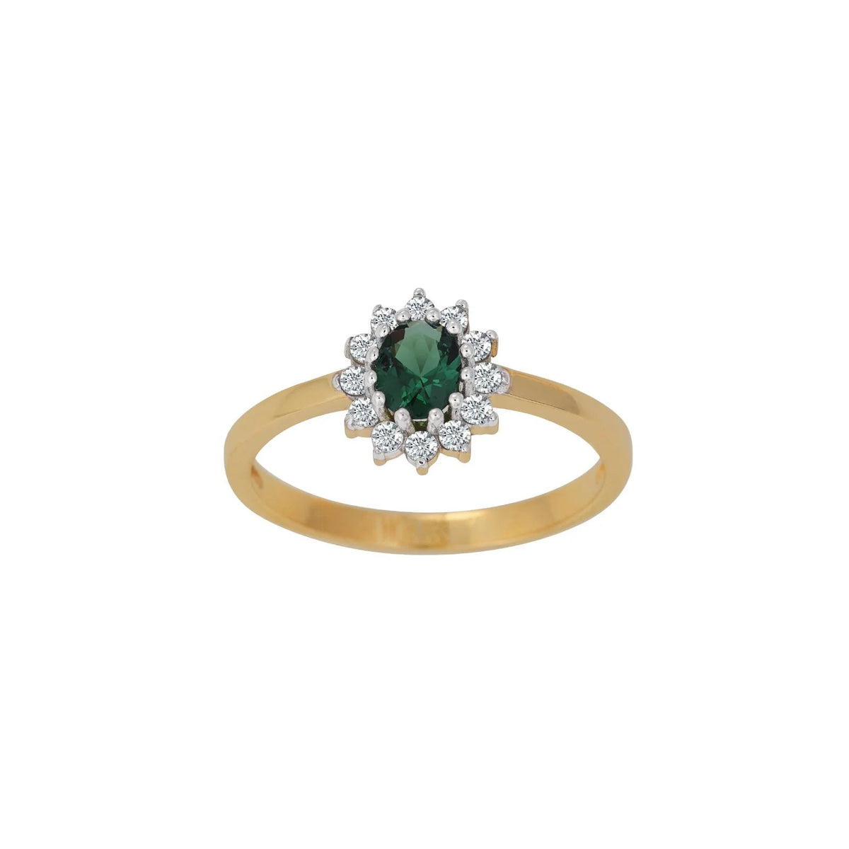 8kt. guldring roset m/synt. smaragd og cz - Urma.dk