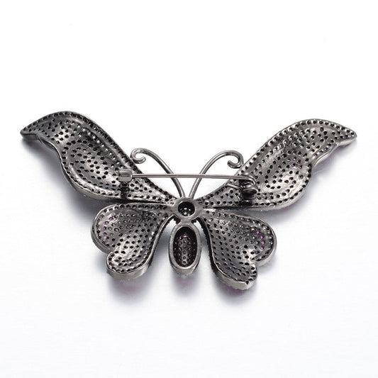 Broche, sort sommerfug med zirconia - Urma.dk