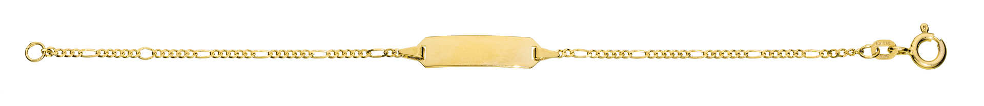 Figaro armbånd i 8 karat guld med ID-plade - 14 cm