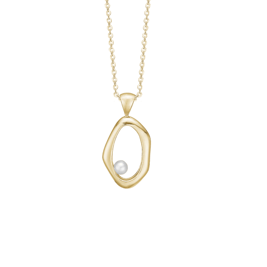 Halskæde m/ferskvandsperle, 20x17mm, 46c