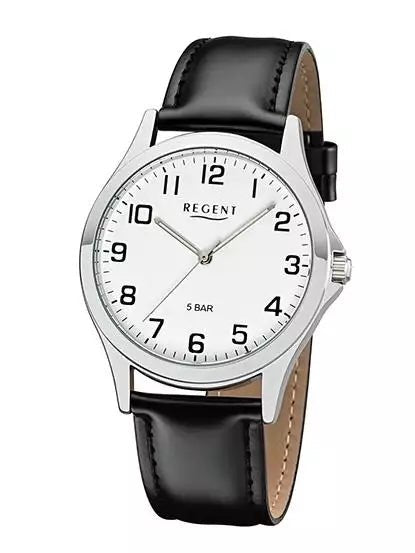Regent herreur med hvid skive og sort læderrem - 39 mm - Urma.dk
