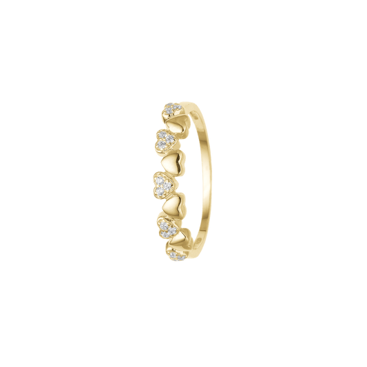 Ring 8kt, bånd med hjerter
