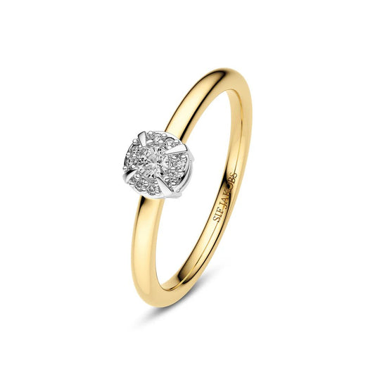 Sif Ring Rome - 14 kt. guld el. hvidguld 0.09 ct TW G - H VS lab - grown diamanter SJ - R2555 - WD - YG - Urma.dk