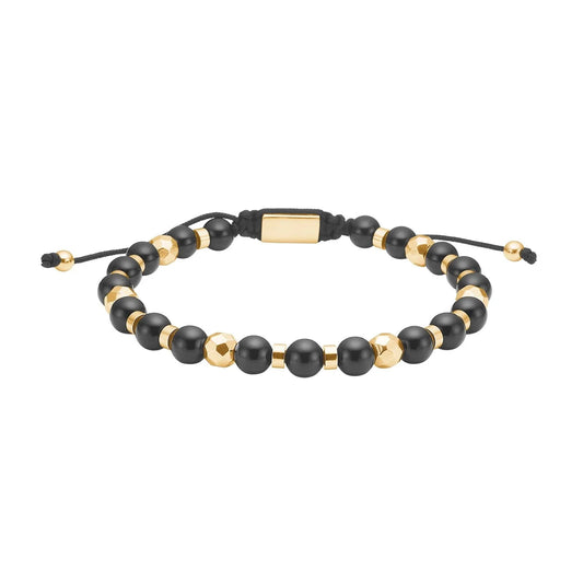 SON armbånd black agate og IP gold - Urma.dk