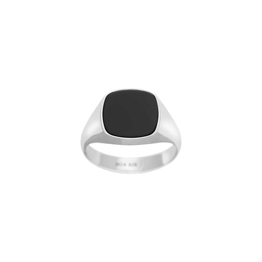SON stål ring med black agate - Urma.dk