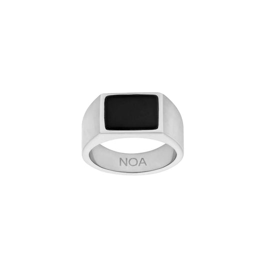 SON stål ring med black agate - Urma.dk
