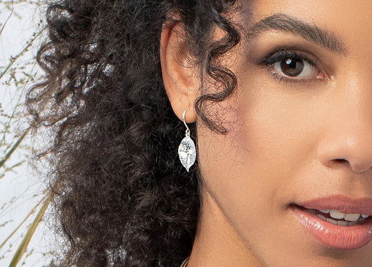 Sterling sølv øreringe, delvis fg. satinmat br 0,02ct W - SI - Urma.dk