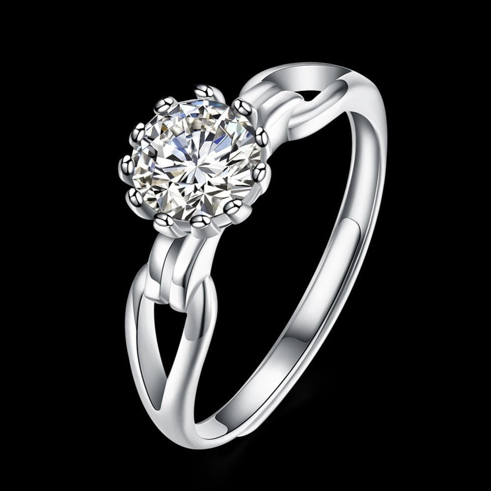Sølv ring med blomst med zirconia sten