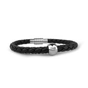 Mens armbånd sort med rund far charm 19 