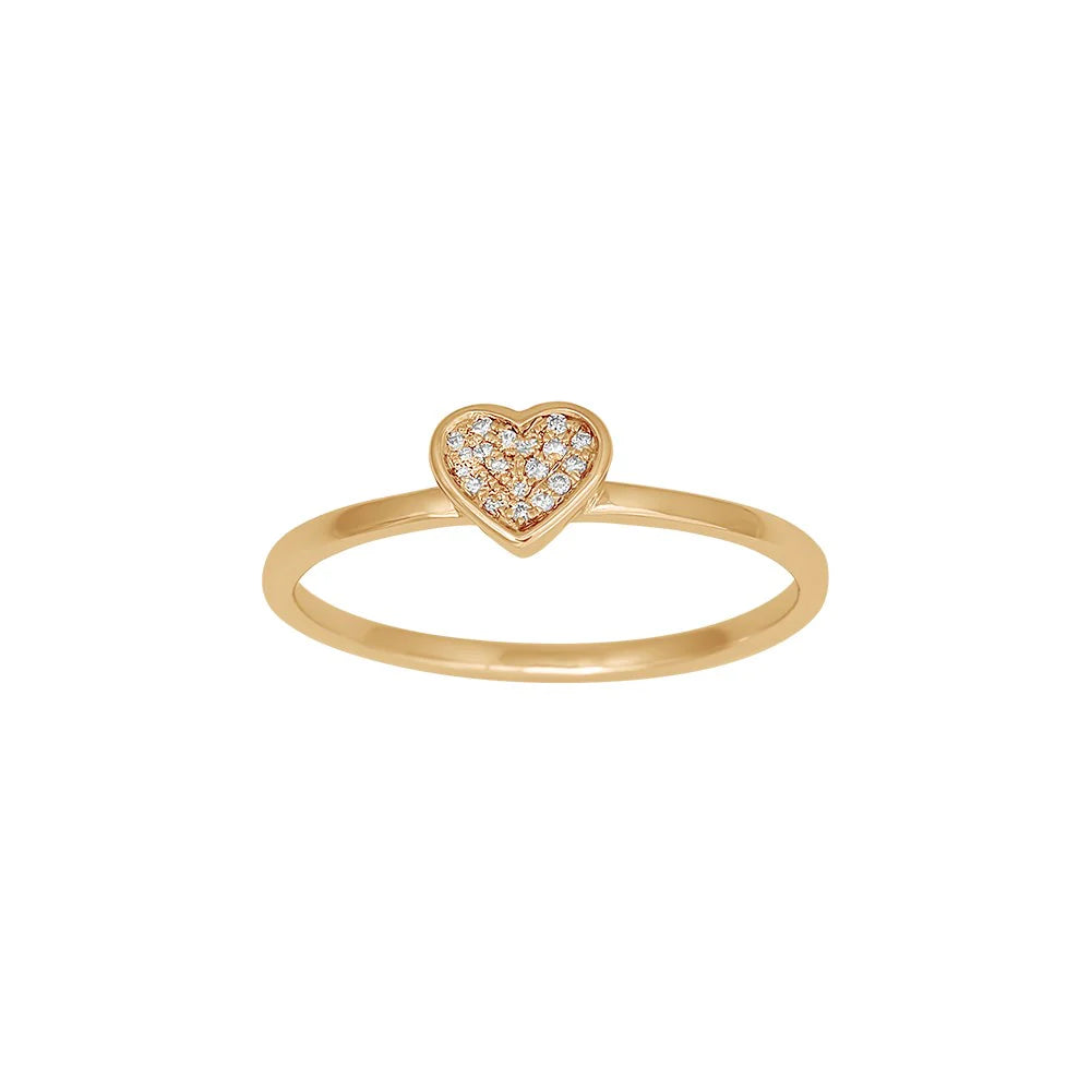 14kt. guldring hjerte m/dia 0.04ct W/SI