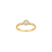 14kt. guldring roset m/dia. 0.20ct W/SI
