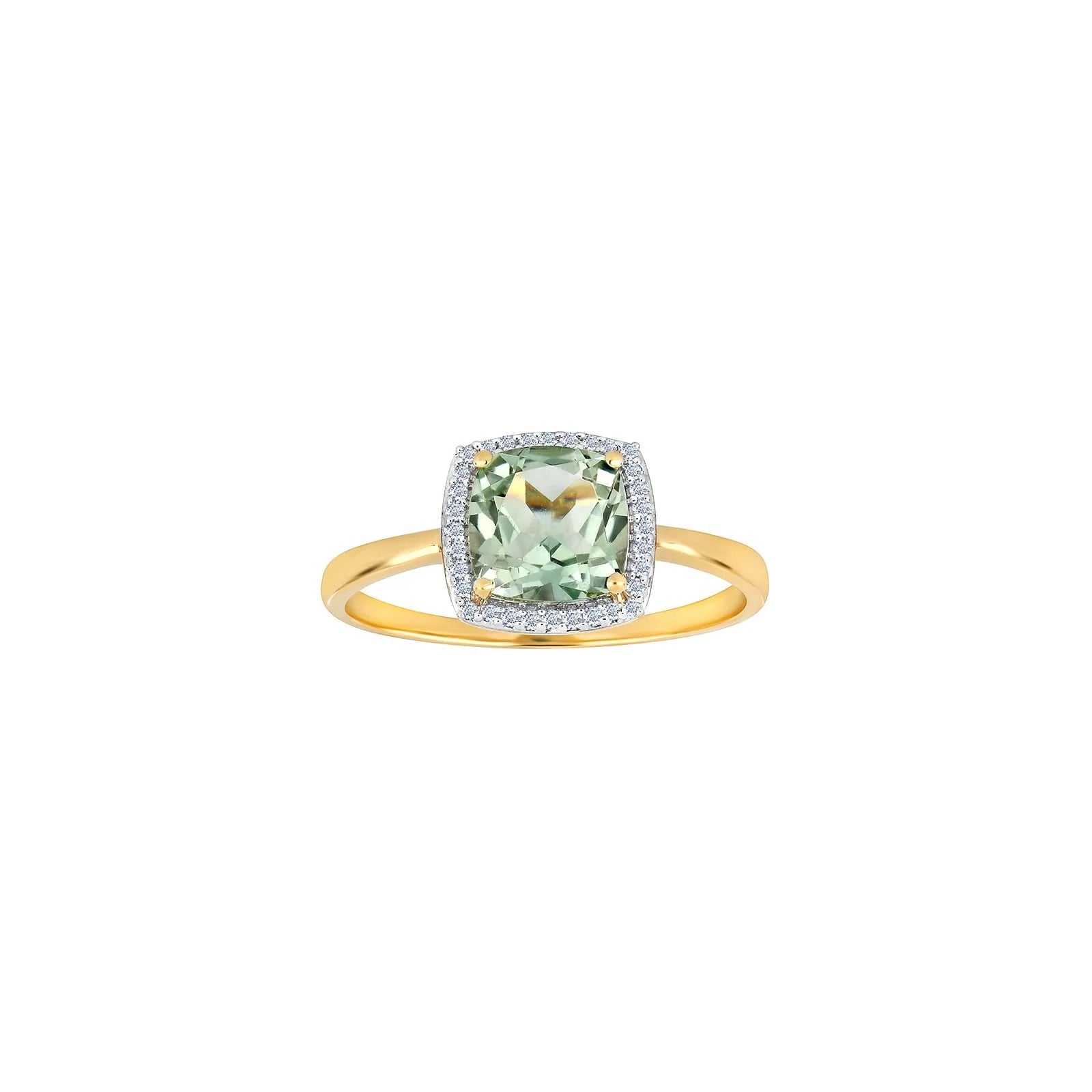 14kt. guldring roset m/dia 0.085ctW/SI+grøn amety