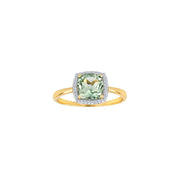 14kt. guldring roset m/dia 0.085ctW/SI+grøn amety