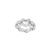 Sølv Rh.Stor hjertering+0.015ct W/SI+14kt