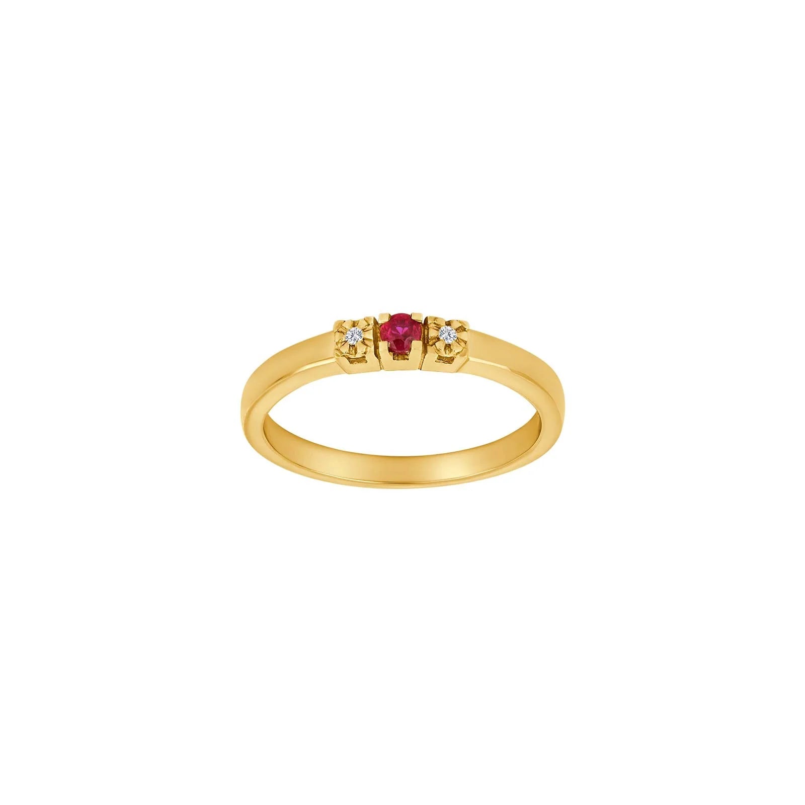 14 kt. guldring m. 0,011ct TW/SI og 0,08 ct rubin