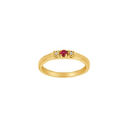 14 kt. guldring m. 0,011ct TW/SI og 0,08 ct rubin