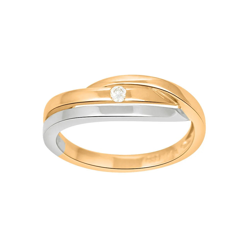 14 kt. guldsring, bicolor m. 0,04 carat TW/SI