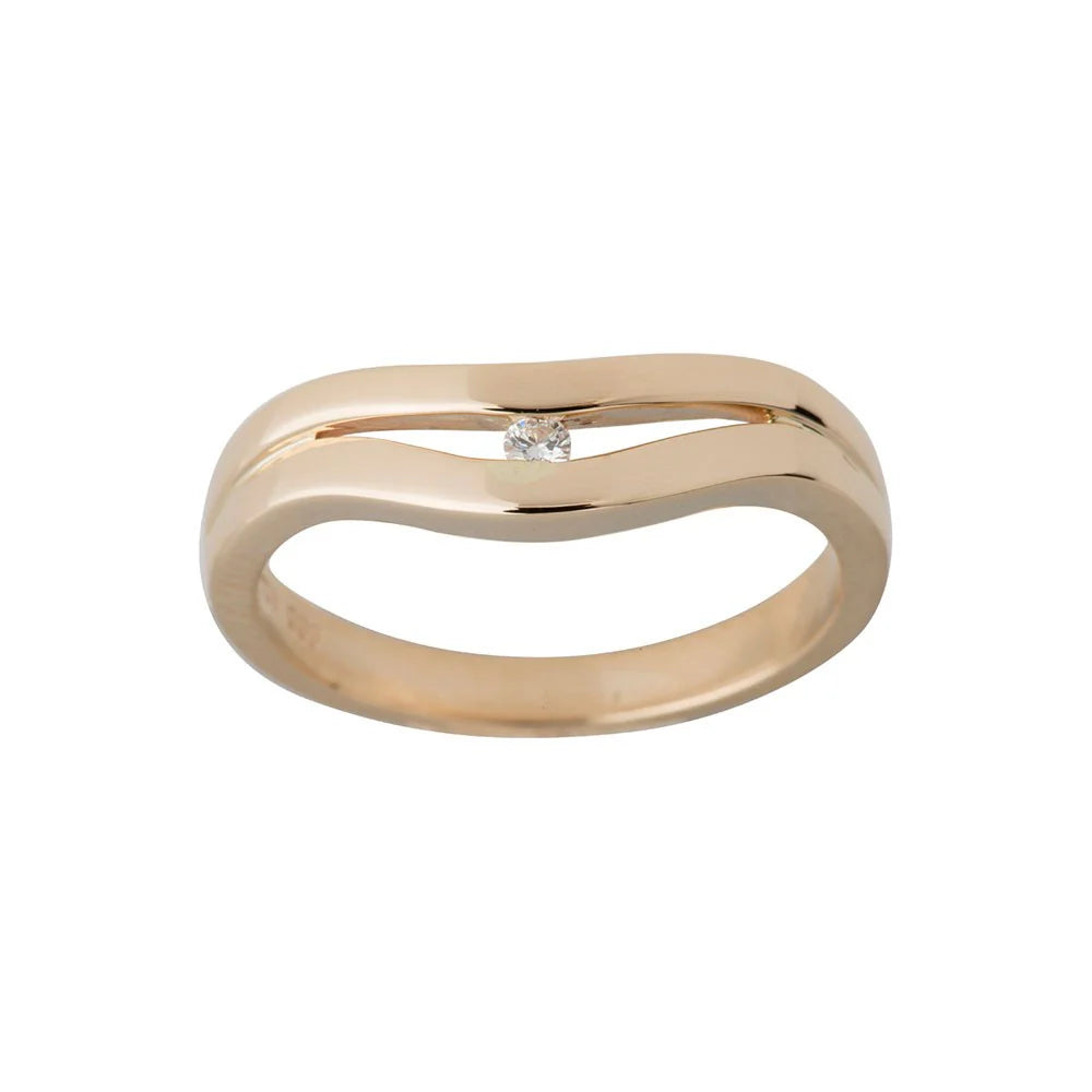 14 kt. guldring m. 0,03 ct TW/SI