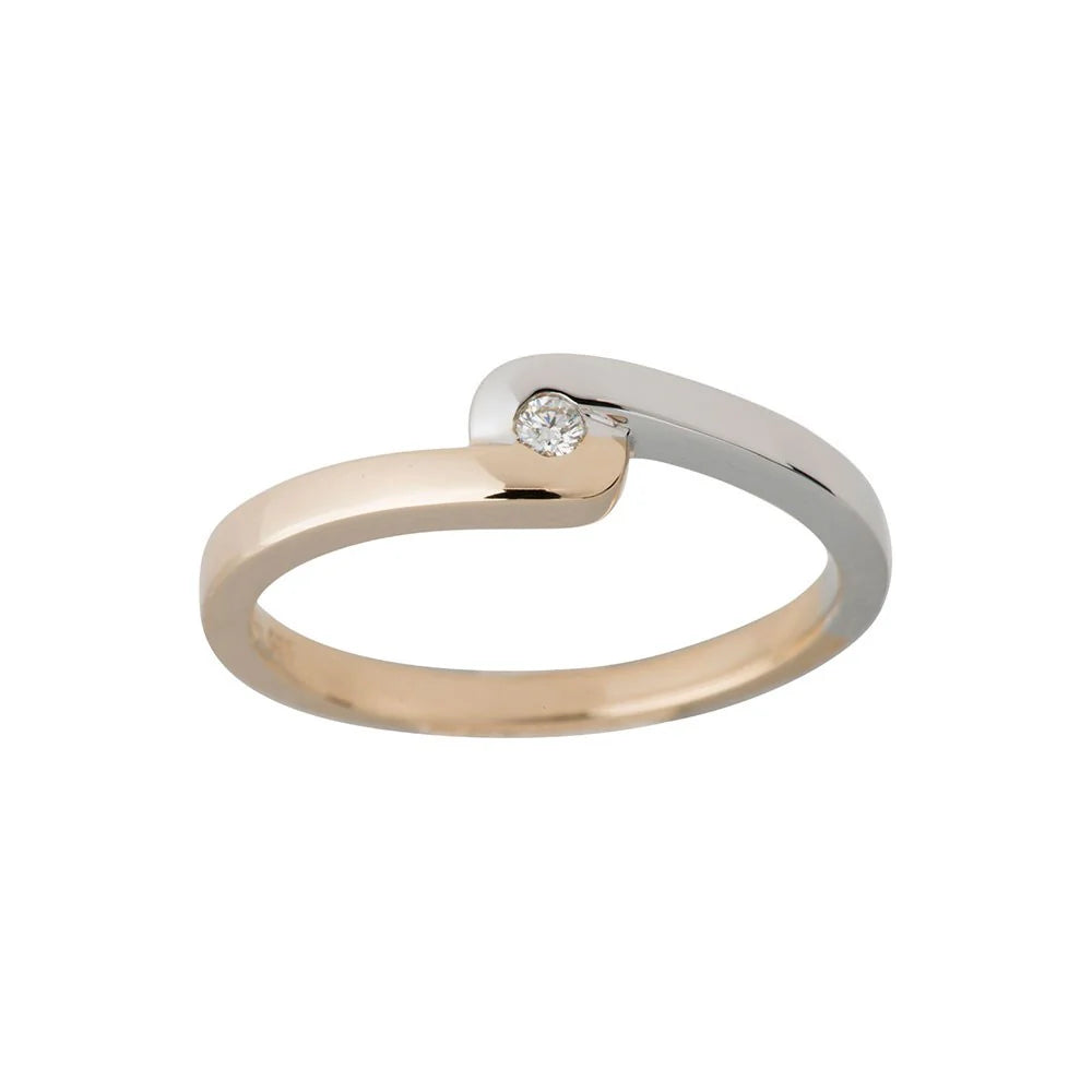 14 kt. guldring, bicolor m. 0,030 ct TW/SI