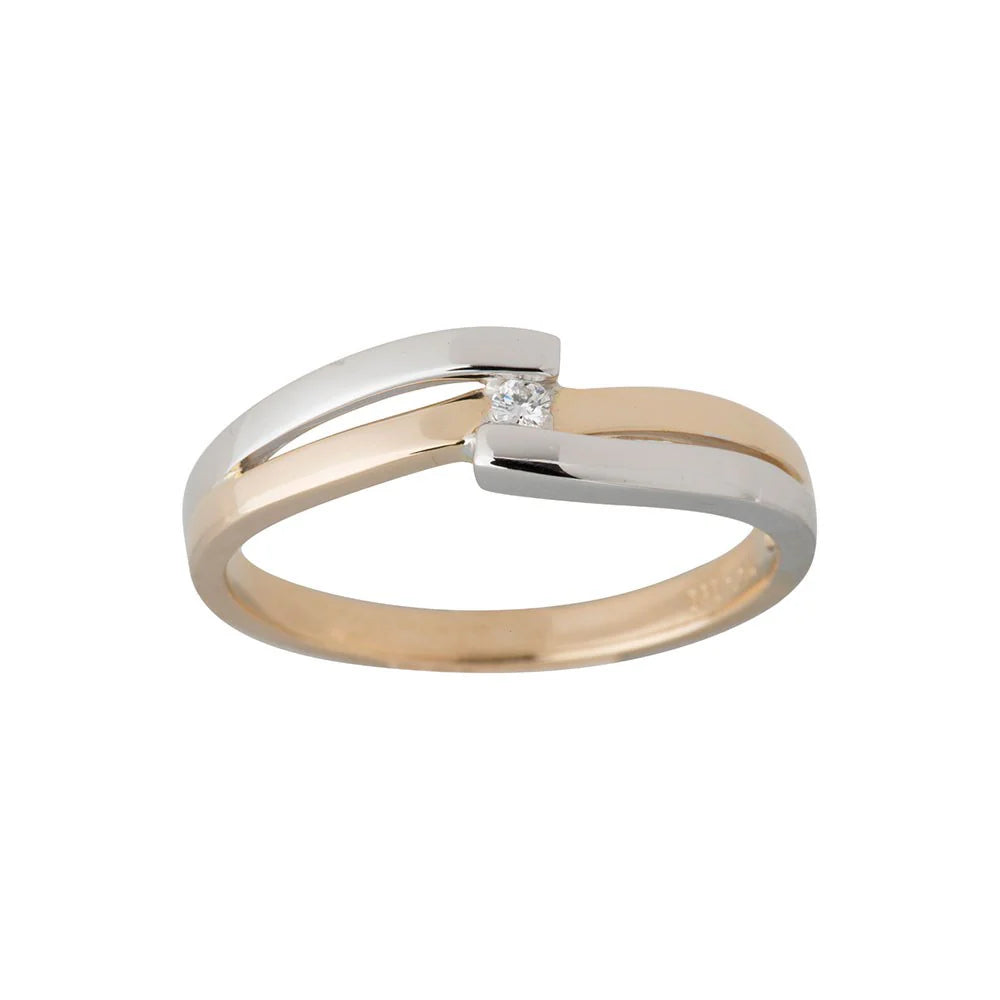 14 kt. guldring, bicolor m. 0,030 ct TW/SI