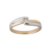 14 kt. guldring, bicolor m. 0,030 ct TW/SI