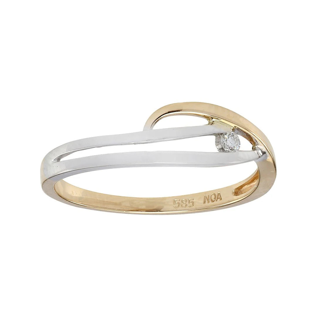 14 kt. ring, bicolor m. 0,035ct TW/SI