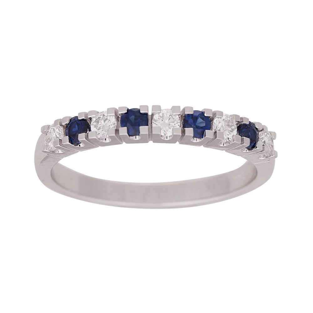14 kt. Hvg. alliancering m safir + dia. 0.25ct WSI