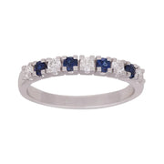 14 kt. Hvg. alliancering m safir + dia. 0.25ct WSI