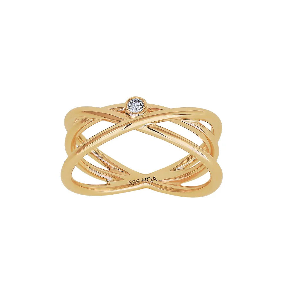 14 kt. guldring m. dia. 1 x 0.04ct W/SI