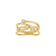 14 kt. guldring m. dia. 3 x 0.04ct W/SI