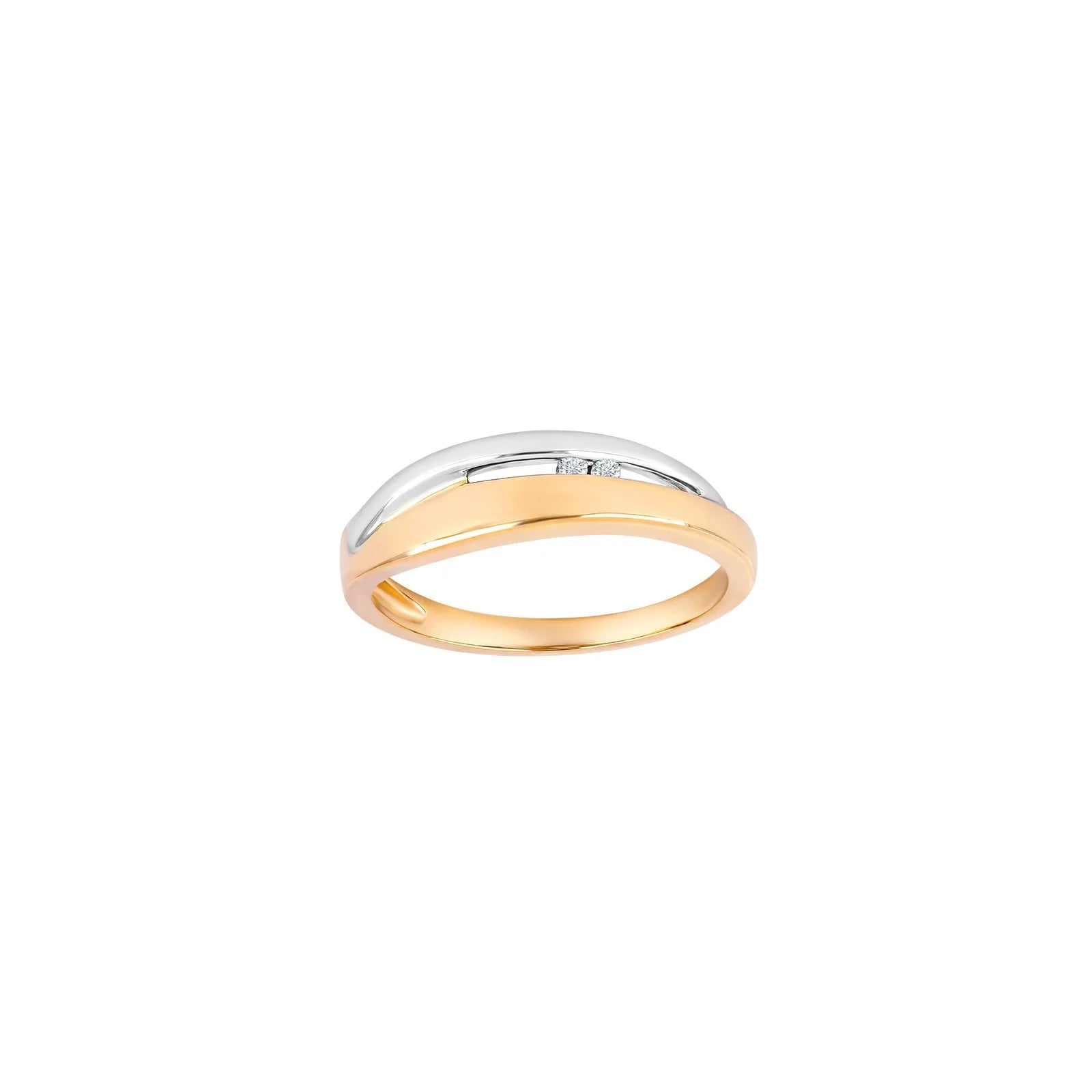 14kt. Guldring, bicolor m/dia. 0.02ct W/SI