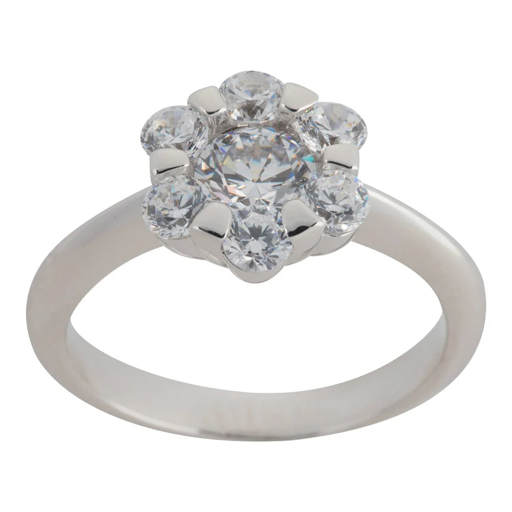 Sølv rhd. ring m/ cz