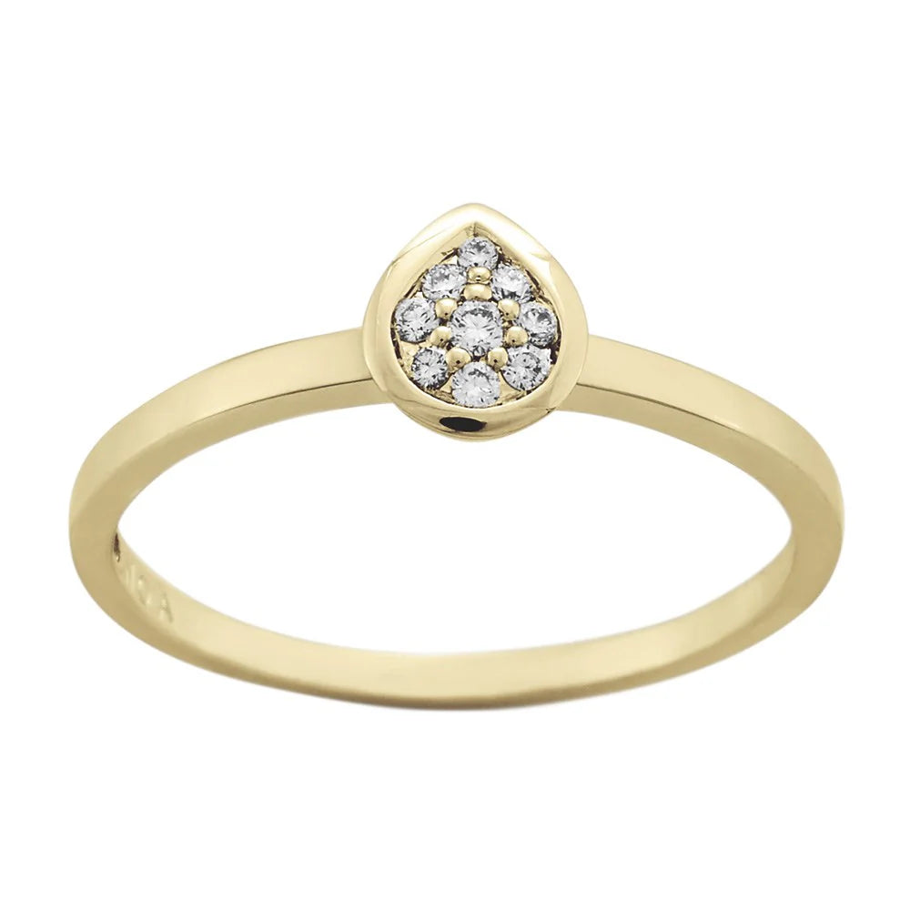 14 kt. guldring, dråbe 0,075 ct W/SI