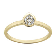 14 kt. guldring, dråbe 0,075 ct W/SI