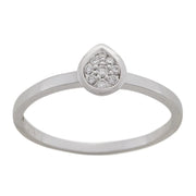 14 kt. hvg. ring, dråbe 0,075 ct W/SI
