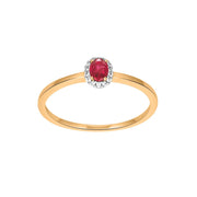14 kt. guldring m/rubin og dia 0.05ct W/SI
