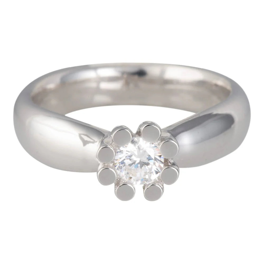Sølv rhd. ring med 4,0mm cz.