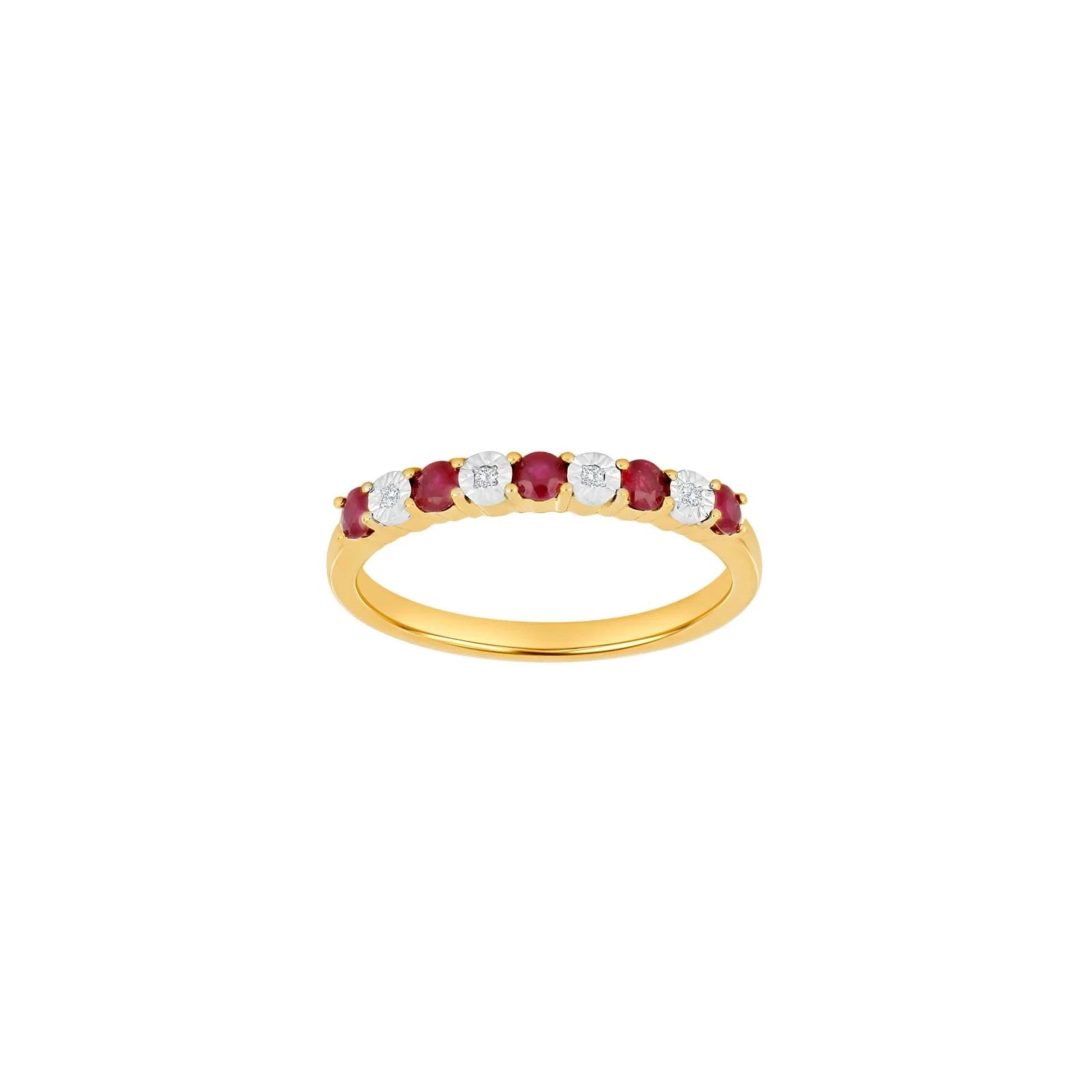 14kt. guld alliancering m. rubin og 0,02ct W/SI