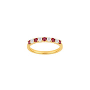 14kt. guld alliancering m. rubin og 0,02ct W/SI