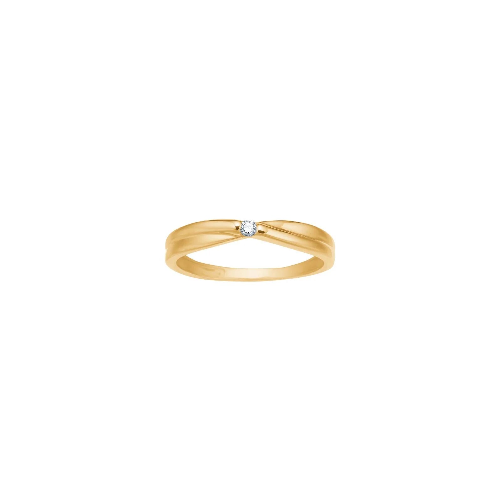 14kt. guldring m. 0,03ct W/SI