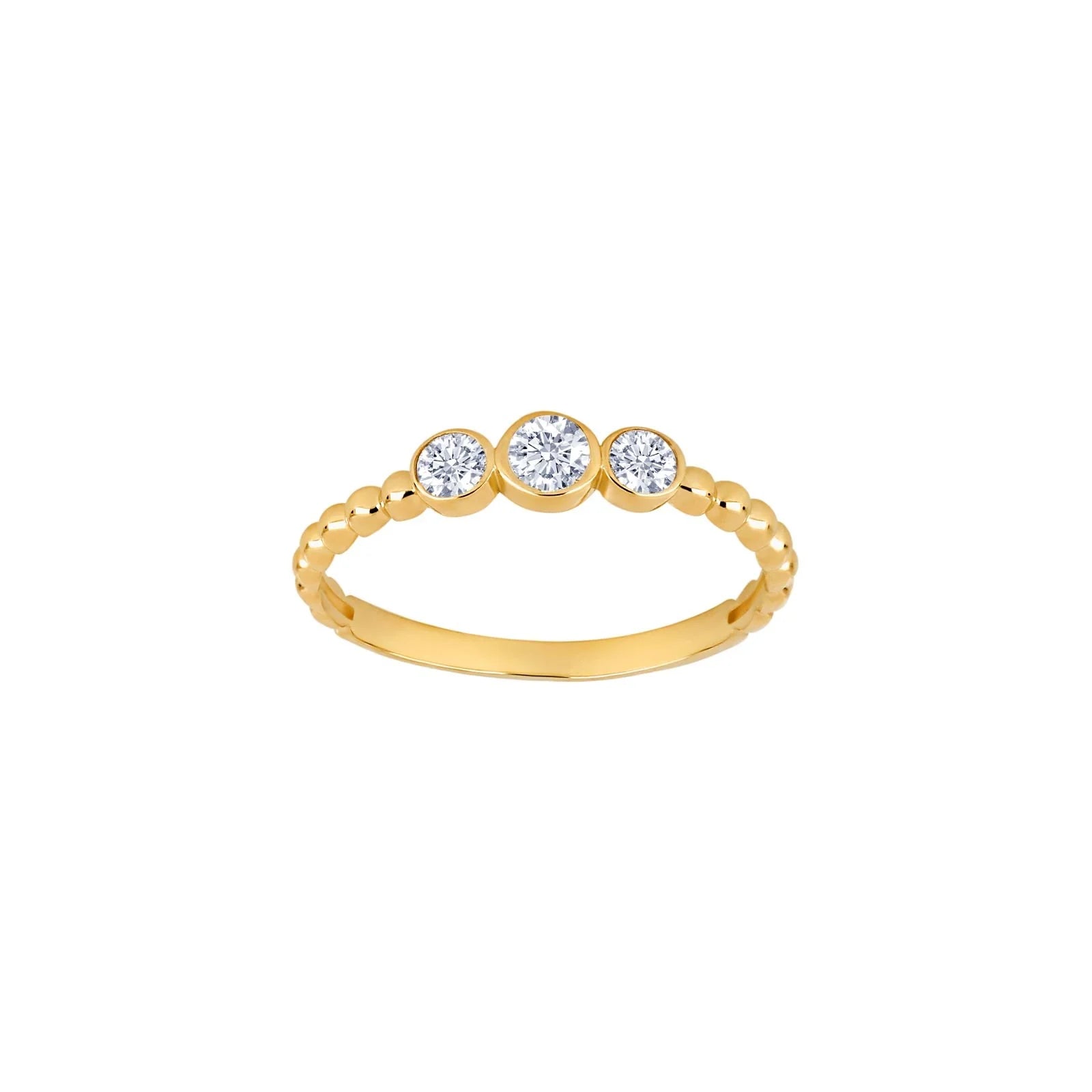 8kt. guldring m/kugler og 3 x cz