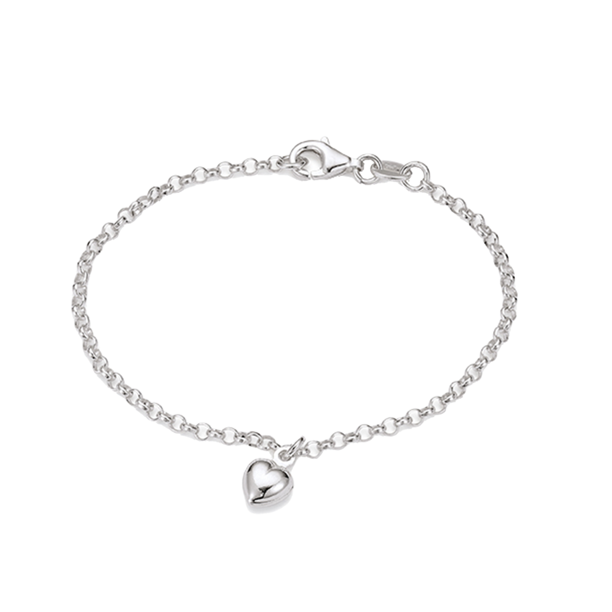 Sølv Børne Armbånd M/Hjerte 15Cm