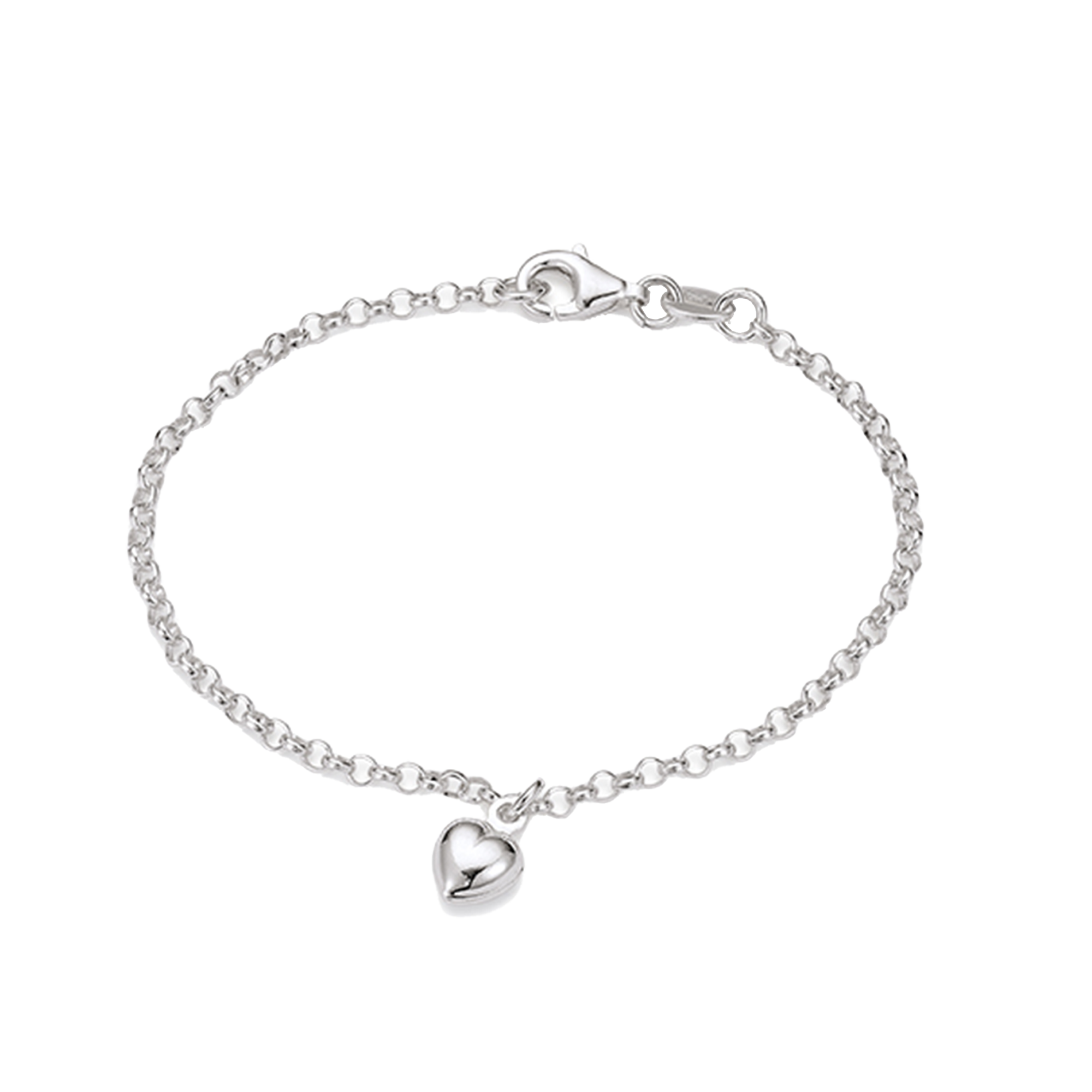 SØLV BØRNE ARMBÅND M/HJERTE 15CM