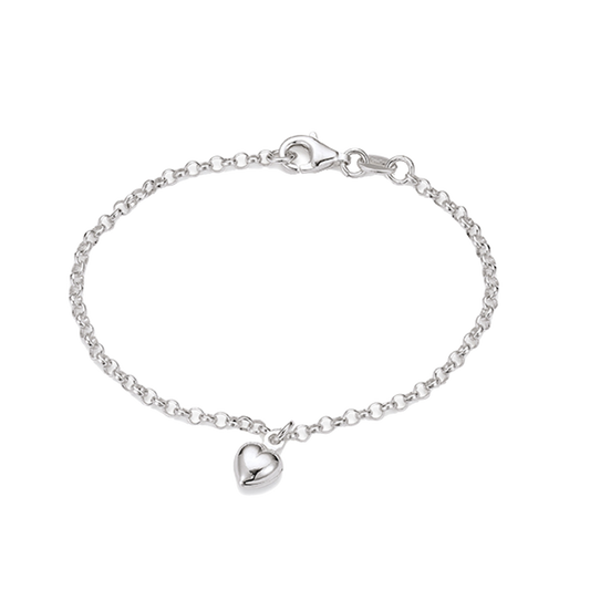 SØLV BØRNE ARMBÅND M/HJERTE 15CM