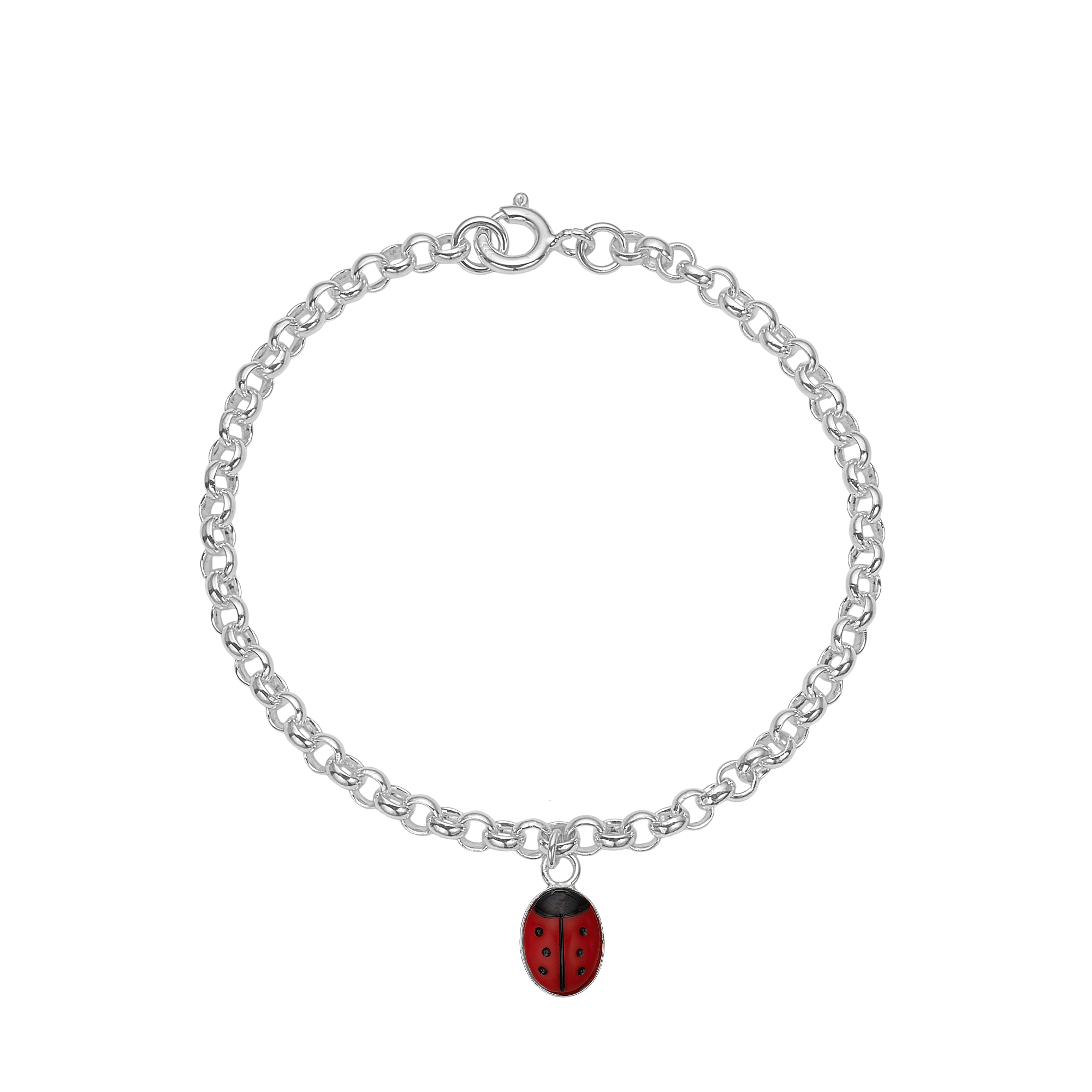 SØLV BØRNE ARMBÅND M/MARIEHØNE 15CM
