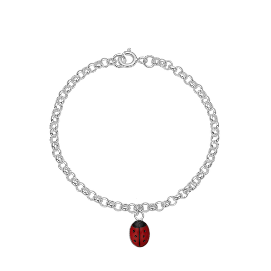 SØLV BØRNE ARMBÅND M/MARIEHØNE 15CM