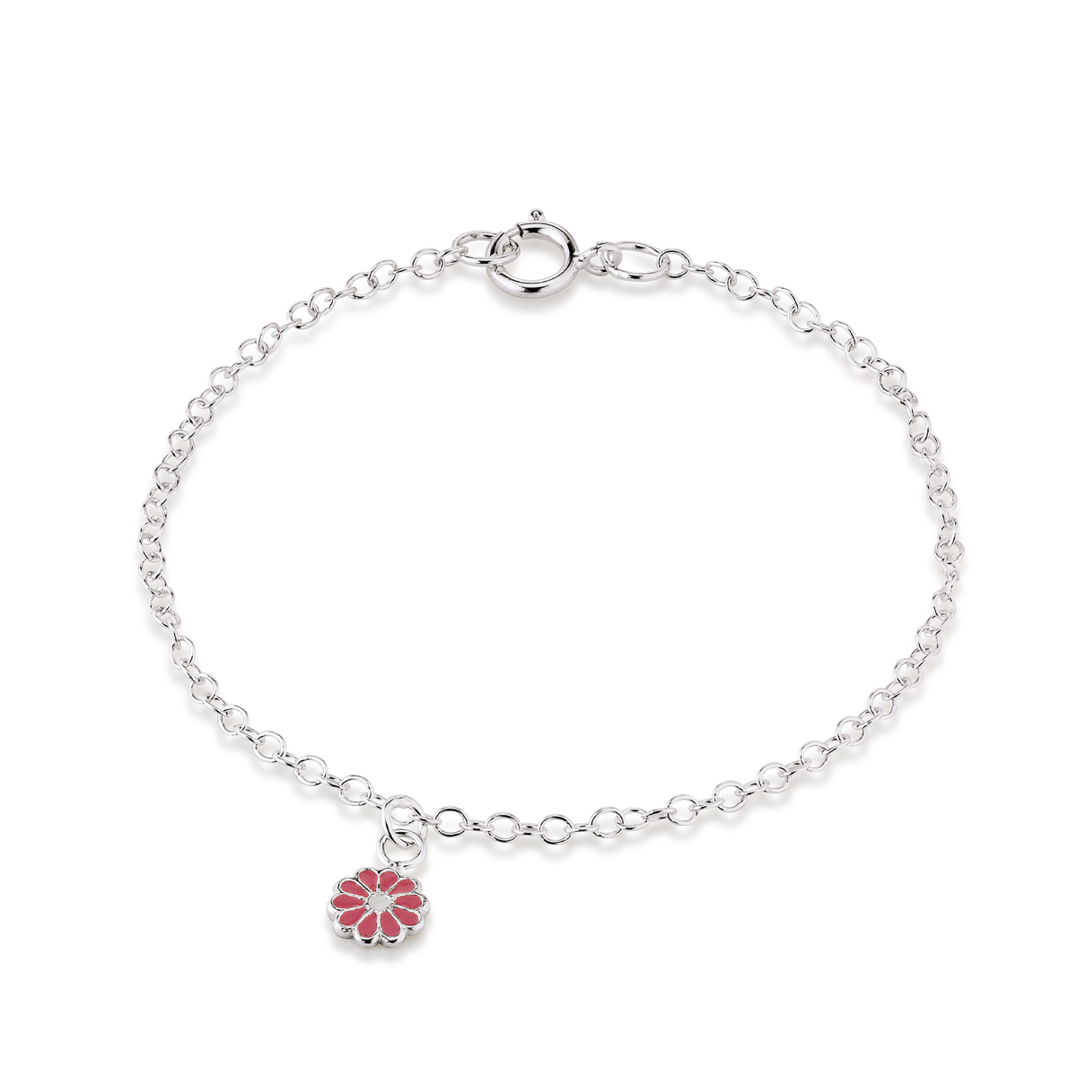Sølv Armbånd /Emalje Blomst 16Cm
